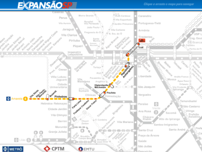 mapa-metr&ocirc;-linha-amarela